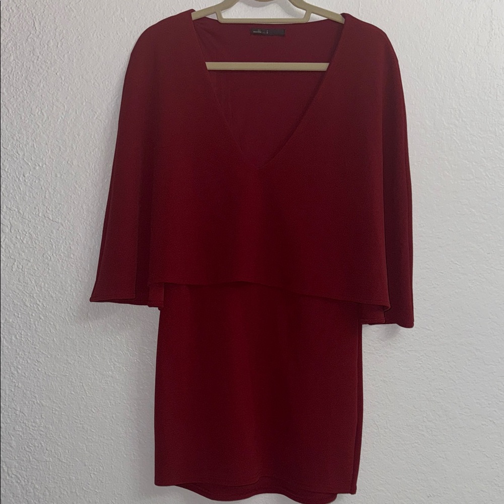 Elegant Burgundy V-Neck Mini Dress